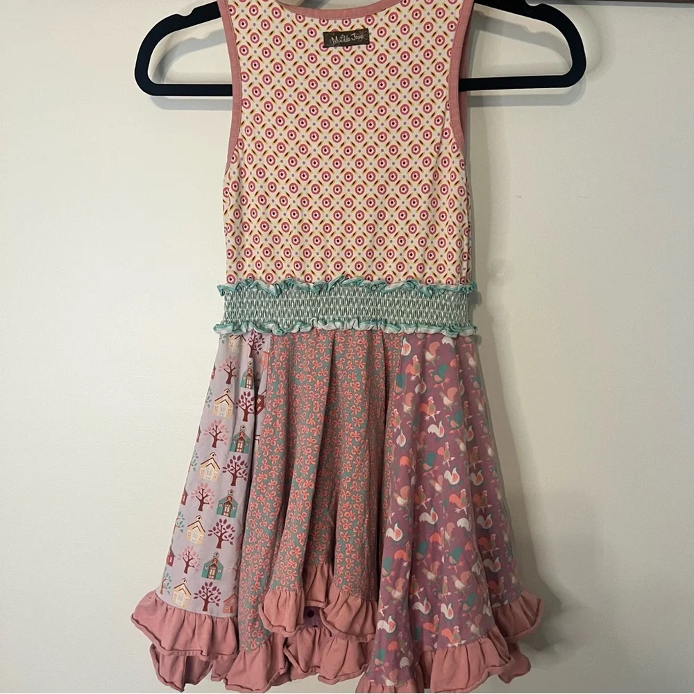 Matilda Jane Dress Girls Size 8 Knot Dress Mixed Print Floral Ruffle Boutique